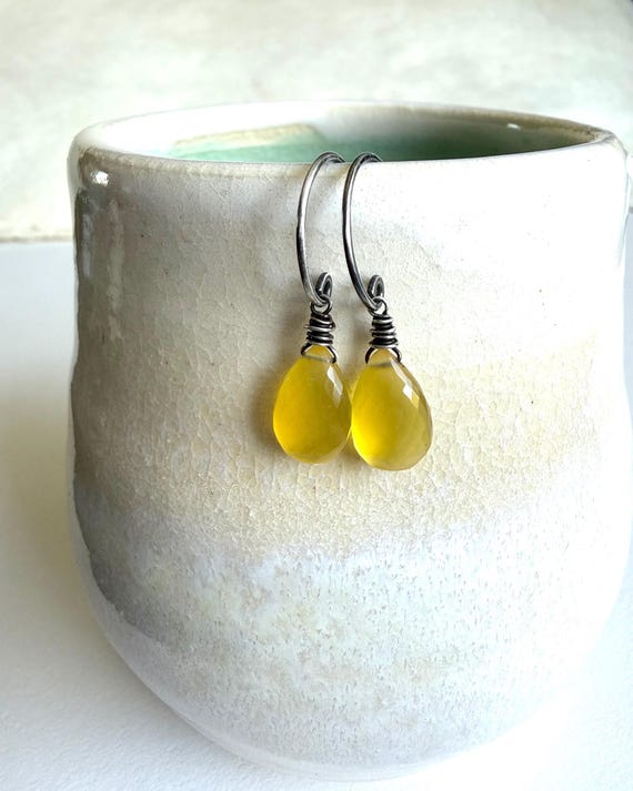 Yellow Opal and Sterling Silver Earrings