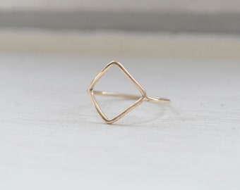 Gold Diamond Shaped Ring - Geometric