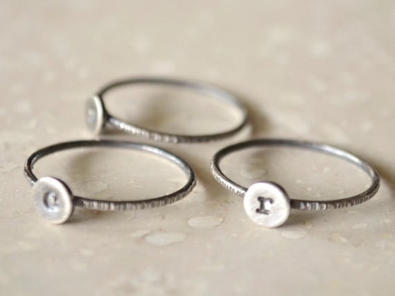 Stacked Initial Rings - Sterling Silver Set of Three (3), Silver Initial Ring, Personalized, Custom, Monogram Ring