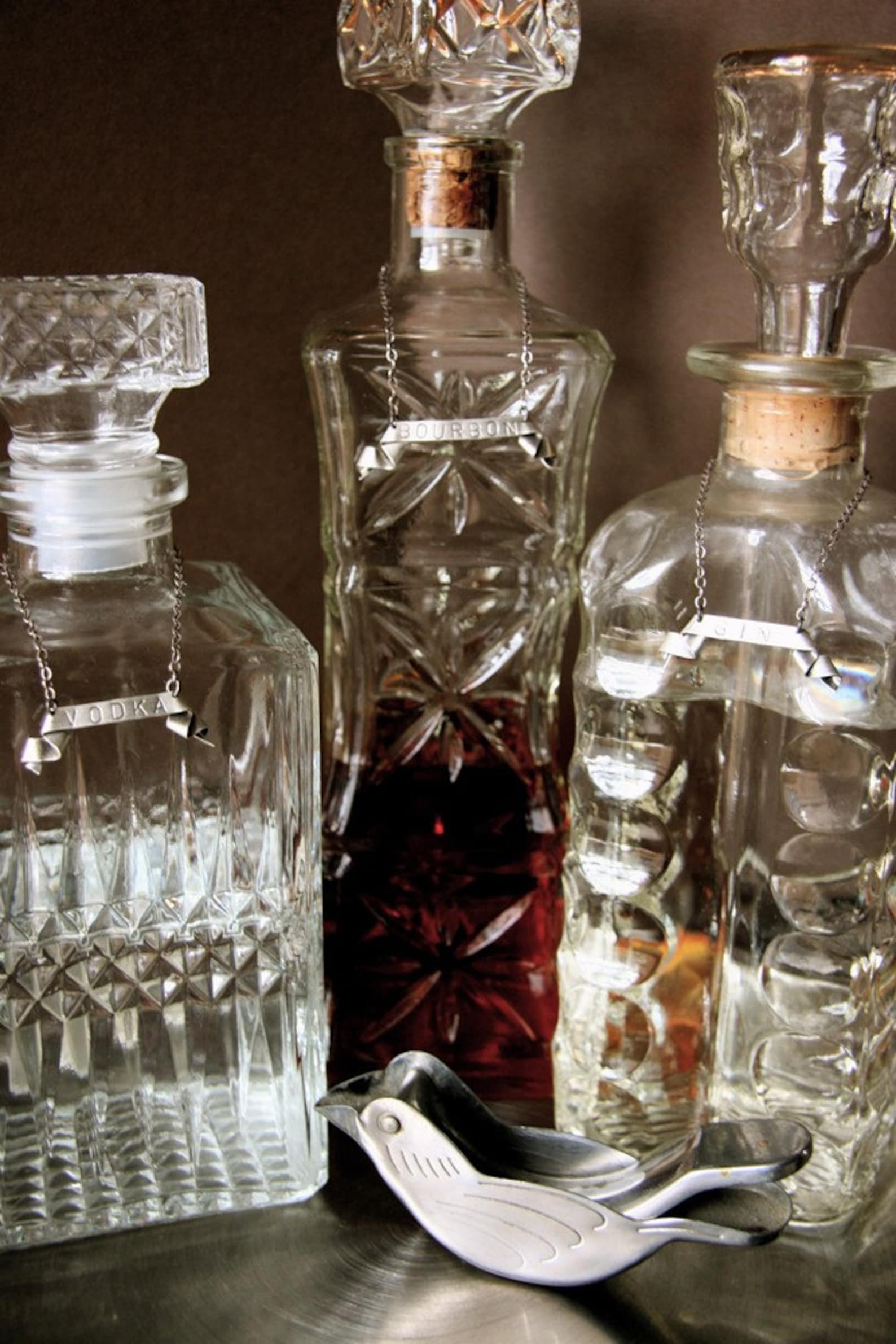 Sterling Decanter Labels Set of Four Sterling Silver Etsy