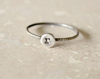 Silver Initial Ring, Custom Personalized Letter Monogram Ring