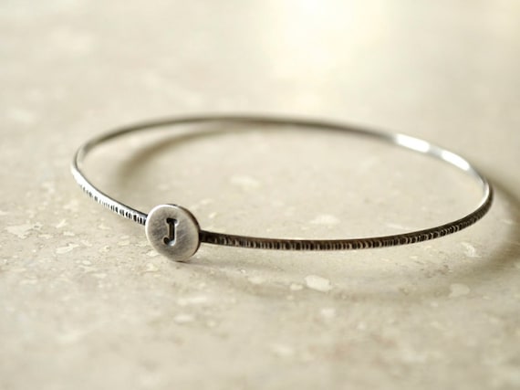 Initial Bangle - Sterling Silver