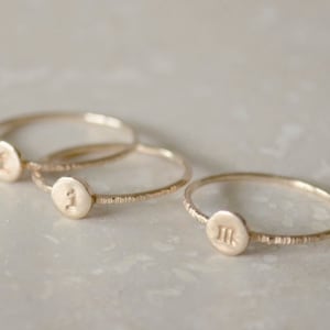 Stacking Initial Rings Gold-Filled Set of Three, Custom, Personalized, Monogram Ring, Stackable Initials, Midi image 2