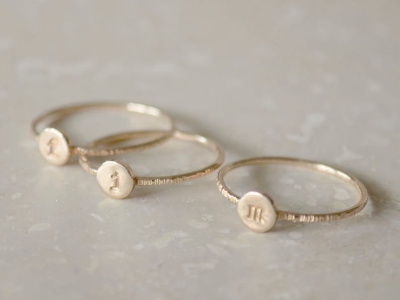 Stacking Initial Rings Gold-Filled Set of Three, Custom, Personalized, Monogram Ring, Stackable Initials, Midi image 2