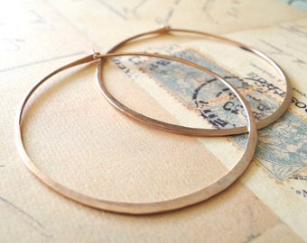 Large Hammered 14k Rose Gold Filled Hoop Earrings