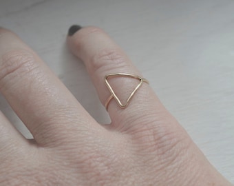 Hammered 14k Gold-Fill Arrow Ring, Geometric Jewelry