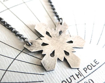 Snowflake Necklace, Sterling Silver, Nature Necklace, Winter