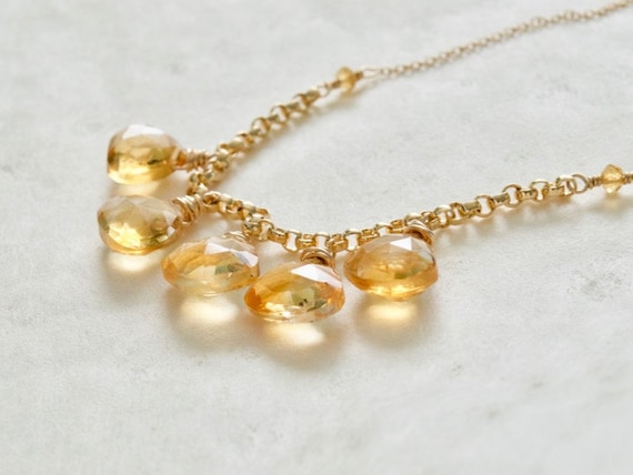 Citrine Necklace - 14K Gold Fill