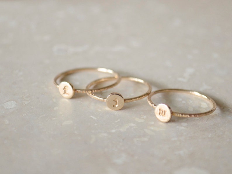 Stacking Initial Rings Gold-Filled Set of Three, Custom, Personalized, Monogram Ring, Stackable Initials, Midi image 3