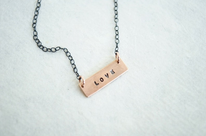 Tiny Gold Bar Necklace  Rose Gold Fill and Sterling Silver image 1