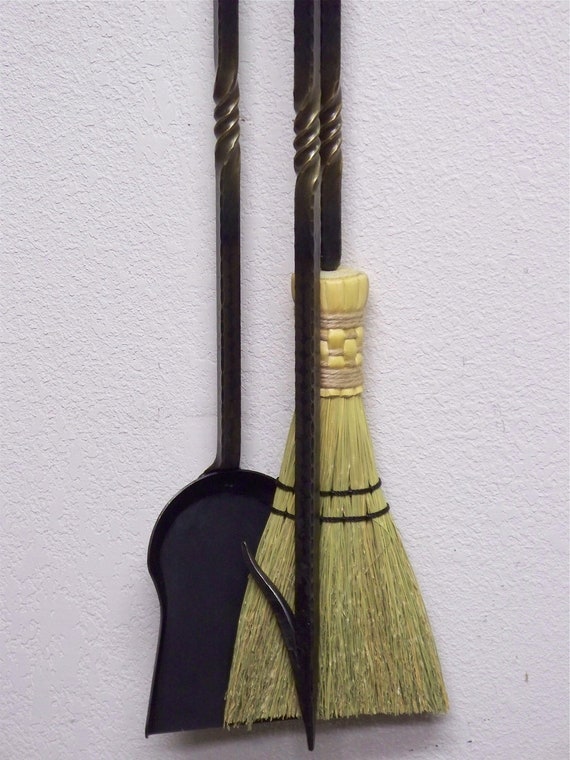 Hand Forged Wrought Iron Fireplace Tool Set W Twist As Etsy