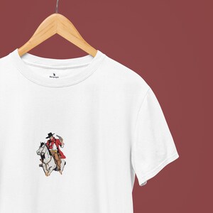 Camiseta Red Kit – Camiseta minimalista del oeste de Lucky Luke – Camiseta retro de cómic vaquero – Regalo de dibujos animados vintage – Algodón unisex Bella Canvas