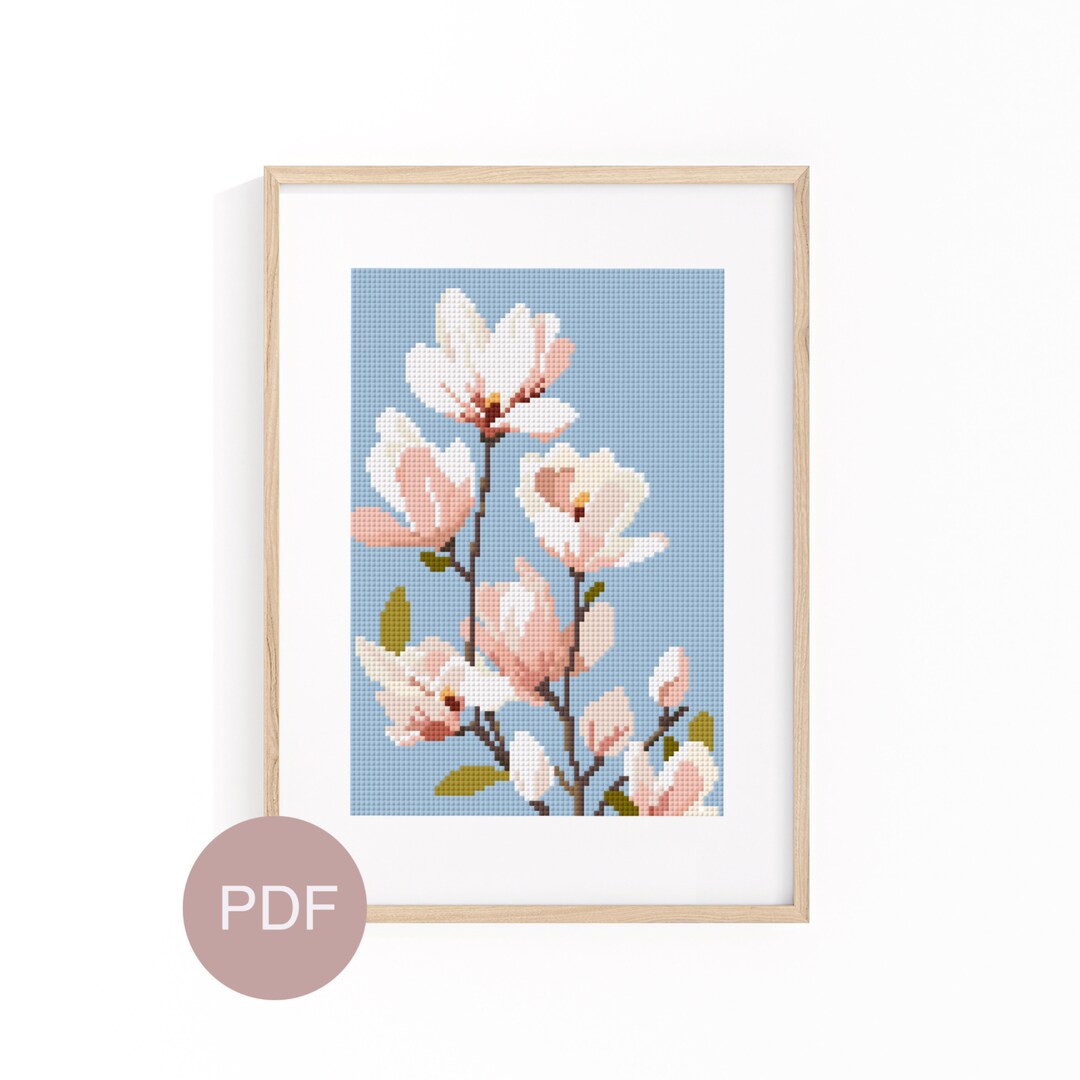 Magnolia Cross Stitch Pattern: Mississippi State Flower (PDF Download ...