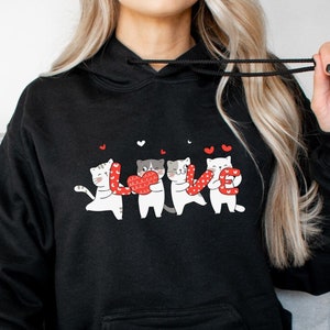 Cute Cat Valentine Sweatshirt, Cat Lover Valentine Sweater, Valentines Day Gift for Her, Funny Valentine Day Shirt, Valentine&#39;s Day Gift