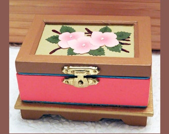 no.2, Wood Trinket Box, Hand Painted Box, Jewelry Holder, Keepsake Box, Wood Jewelry Box, Unique Gift, Jewelry Organizer, Floral Jewelry Box