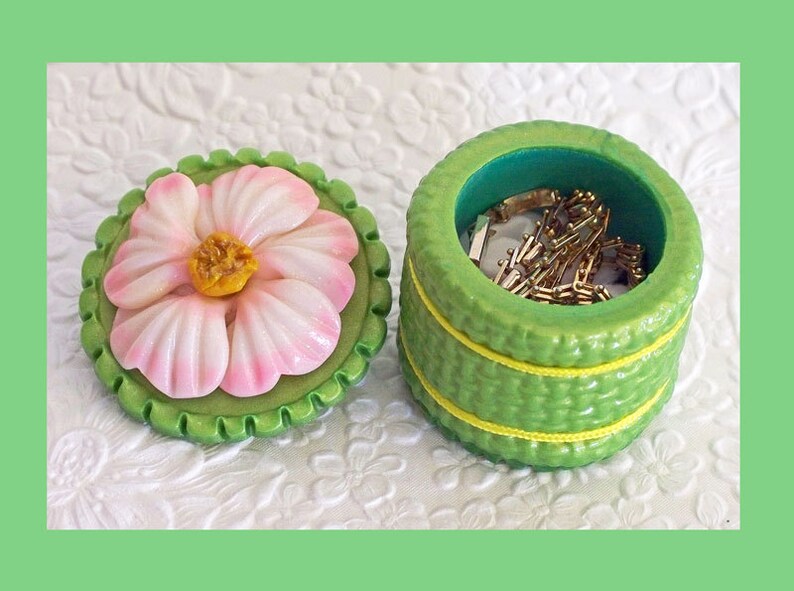 Ring Jewelry Keepsake Gift Box Flower Lime Green Etsy