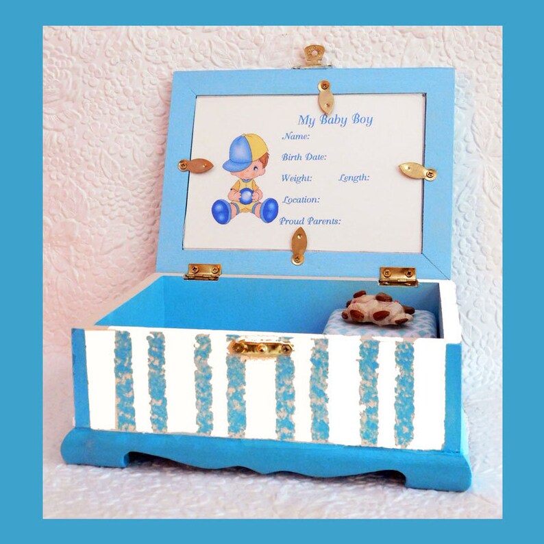 Baby Boy Music Memory Box Keepsake Box Plays Lullaby Etsy