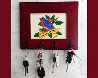 Wall key holder, key holder, key hanger, Handmade, Key rack, Key Hooks, Key Organizer, Hand Painted, Wall Decor, Wall Jewelry Holder, Gift