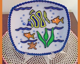 Decorative Plate "below the sea" and stand