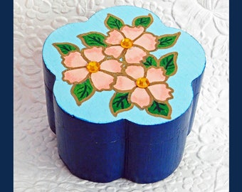 Flower Shaped Trinket Box, Jewelry Box, Hand painted, Jewelry Storage, Jewelry Organizer, Unique Gift, Wood Jewelry Box,