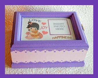 Baby Girl Music Memory Box #2, Keepsake Box, Plays Lullaby, Personalized Keepsake Box, Storage Box, Music Box, Baby Shower Gift, Photo Box