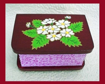 Red Velvet Trinket Box, Flower Trinket Box, Wood Trinket Box, Jewelry Holder, Unique Gift, Jewelry Organizer, Mother Daughter Gift, Flowers