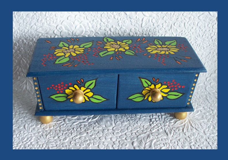 Draw Jewelry Box, Jewelry Holder, Jewelry organizer, Unique Gift, Jewelry keeper, Mother Daughter Gift, Christmas Gift, Hand Painted image 1