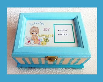 Baby Boy Music Memory Box, Keepsake Box, Plays Lullaby, Personalized Keepsake Box, Storage Box, Music Box, Baby Shower Gift, Photo Box