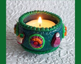 Tiny Tot Votive, Candle Holder, Tealight, Unique Gift, Green