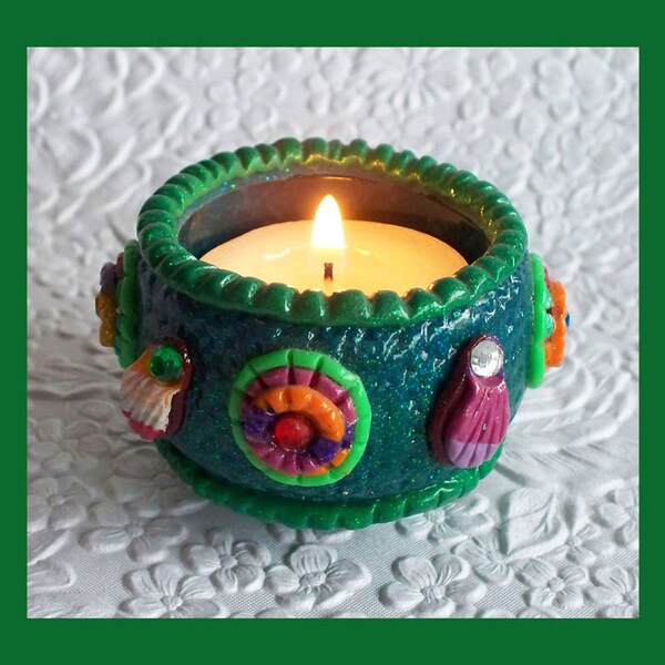 Tiny Tot Votive, Candle Holder, Tealight, Unique Gift, Green