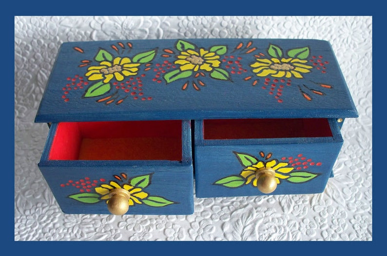 Draw Jewelry Box, Jewelry Holder, Jewelry organizer, Unique Gift, Jewelry keeper, Mother Daughter Gift, Christmas Gift, Hand Painted image 3