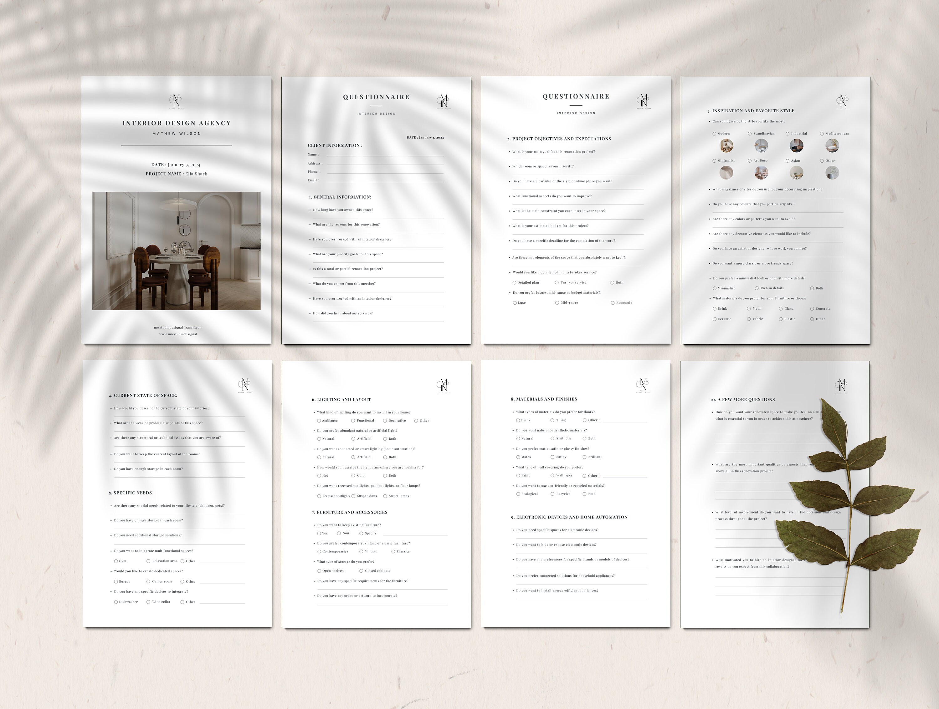 Interior Design Forms Bundle Canva | Interior Designer Templates ...