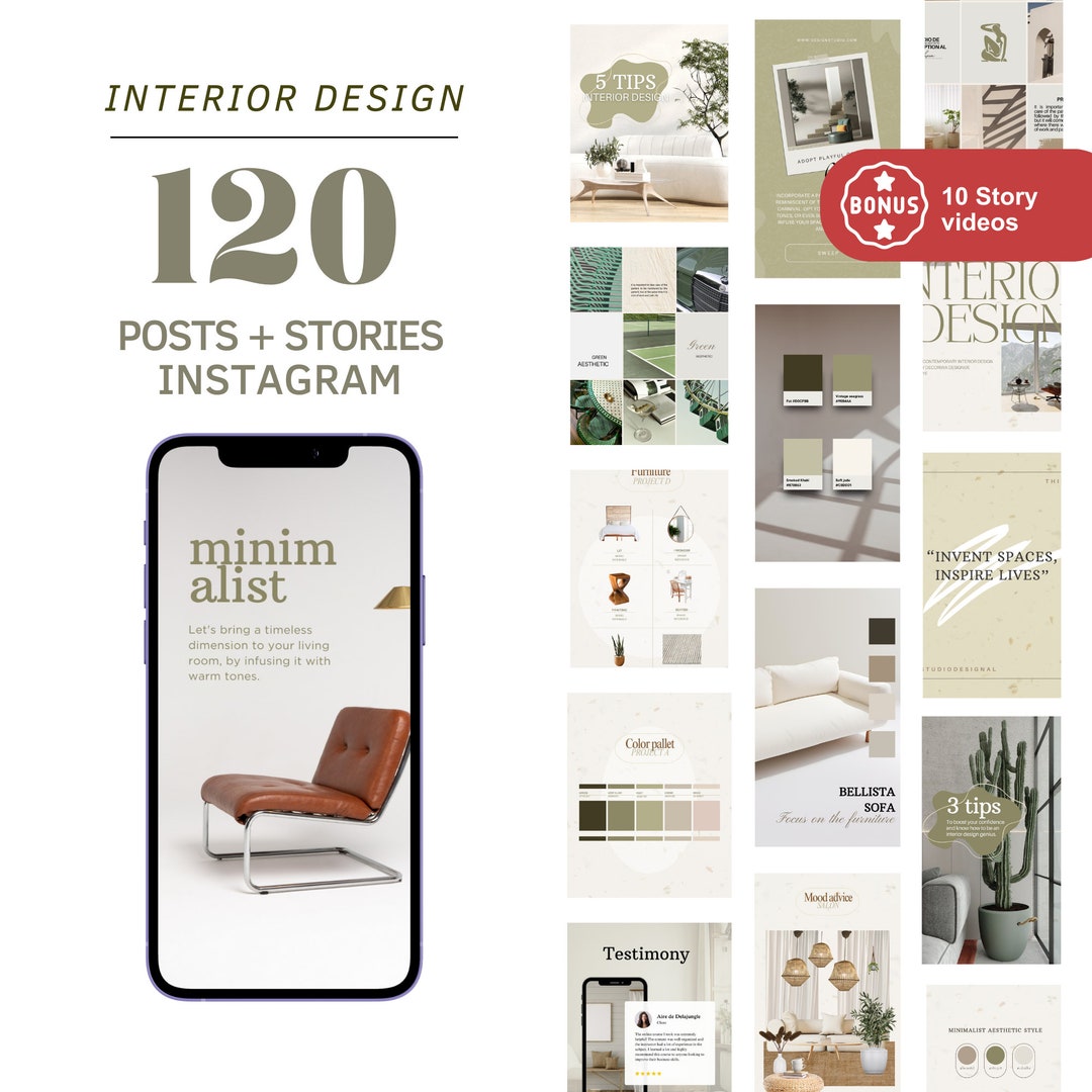 Interior Design Instagram Post Templates, Interior Decoration Posts and ...