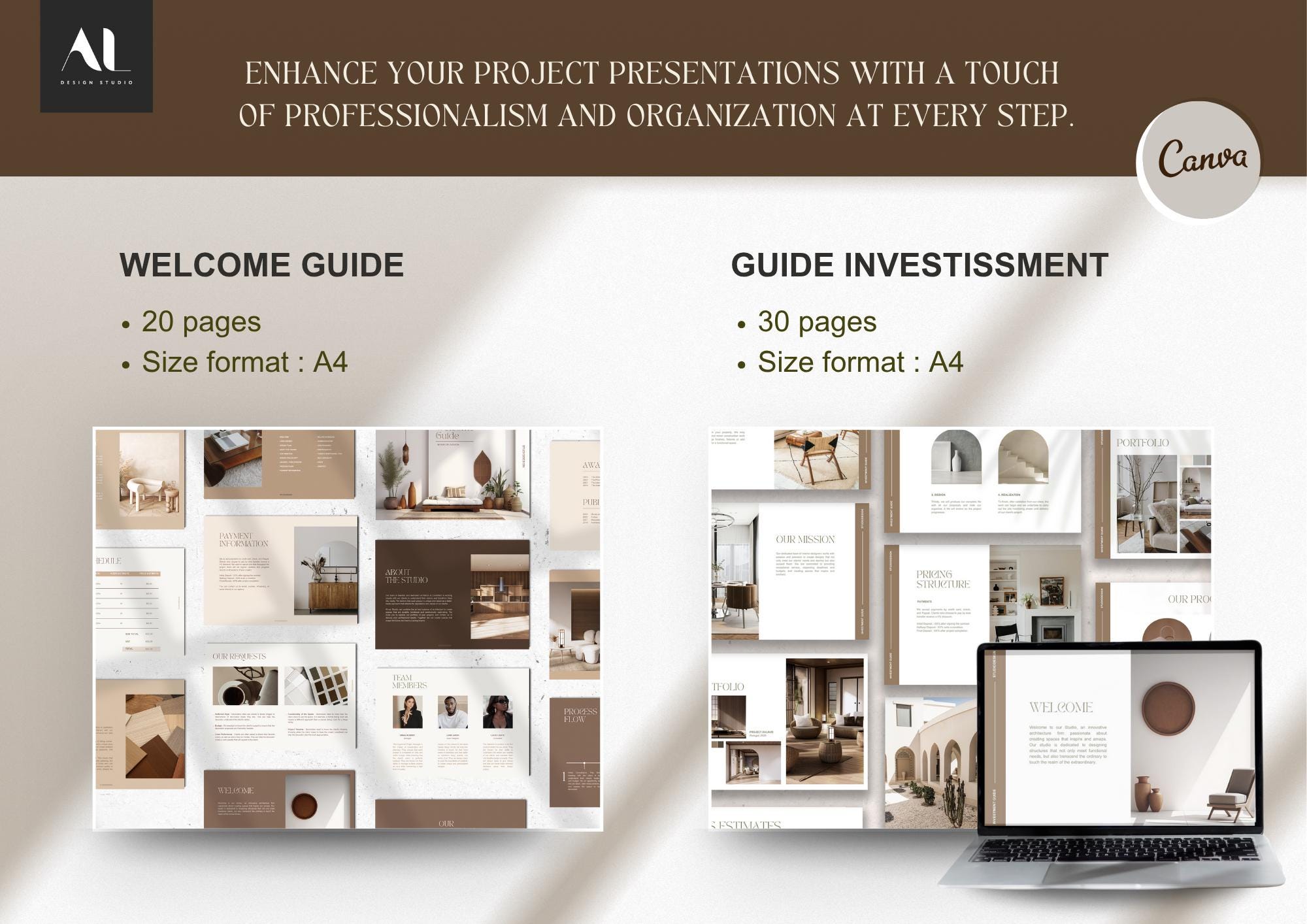 Professional Interior Design Pack, 300 Pages Canva Template L Set for ...