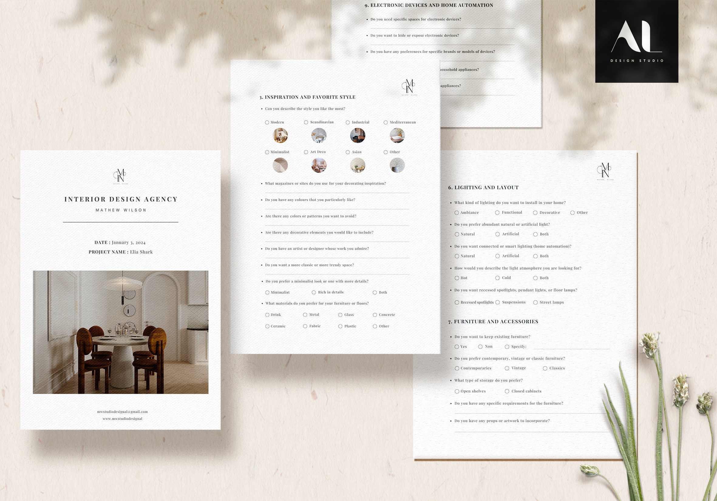 Interior Designer Client Questionnaire Template | Onboarding Questions ...