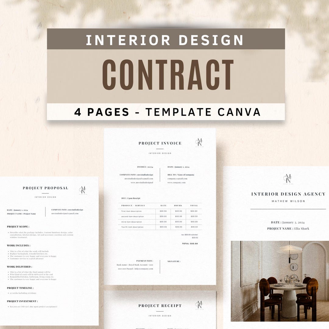 Interior Design Forms Contract Canva | Interior Designer Bundle ...