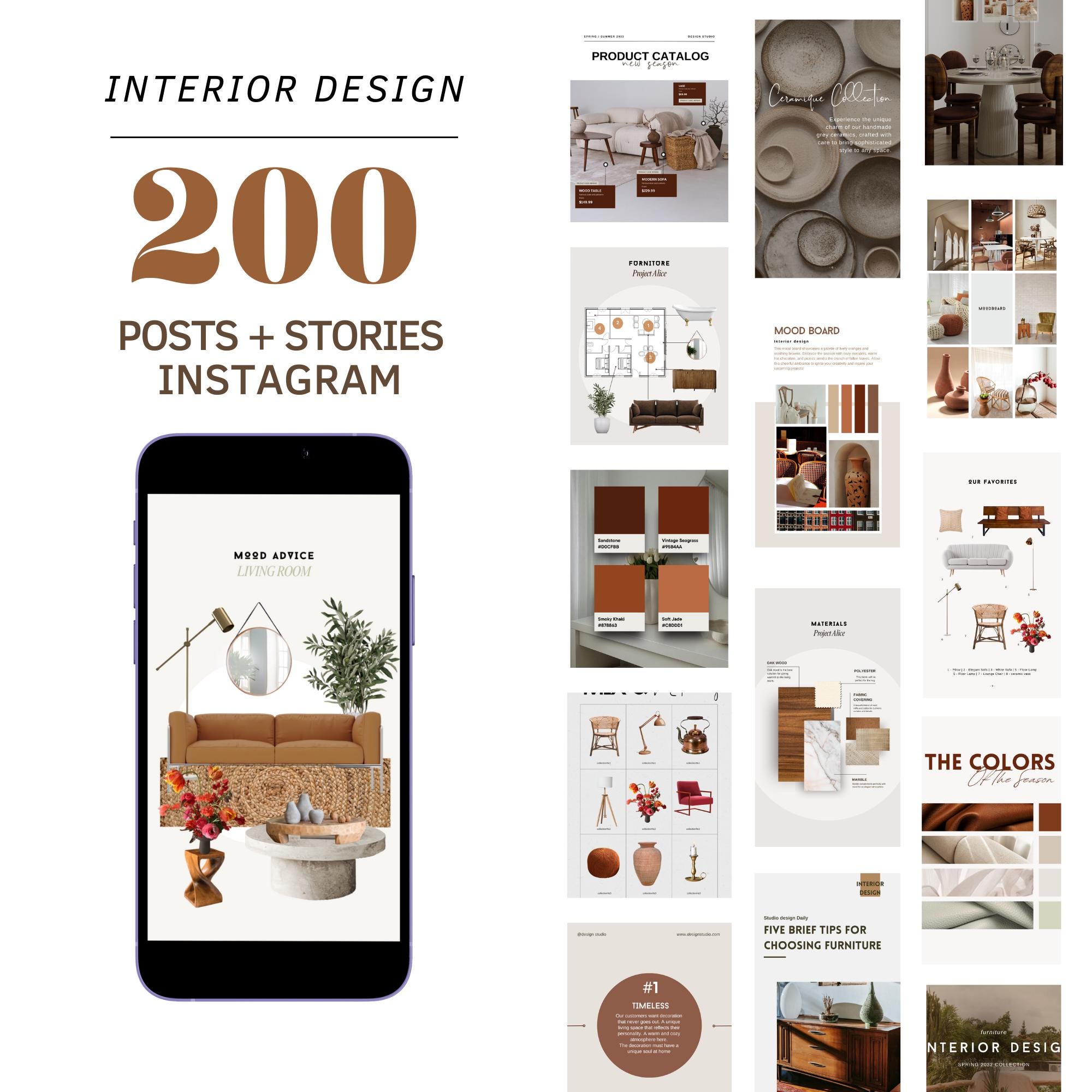 120 Modèles de publications instagram design interieur, Post et storie decoration intérieur, Template canva réseaux sociaux Interior Design