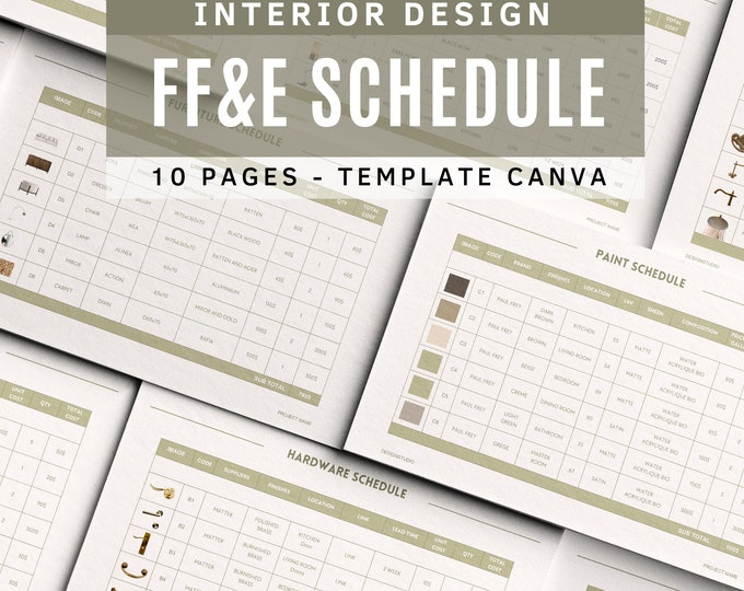 Interior Design FF&E Schedule Template, Furniture and Finishes Schedule ...