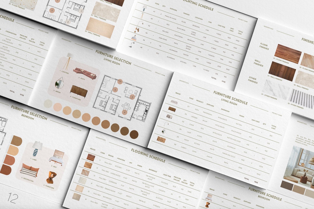 Interior Design Furniture, Moodboard and FF&E, Interior Design Template ...