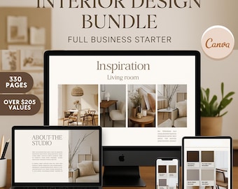 Professional Interior Design Pack, 300 pages Canva Template l Set for Interior Decorators, Interior Architect, Business Starter pack l Canva