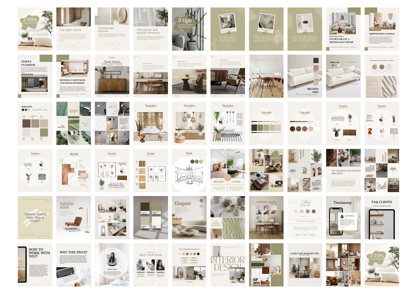 Interior Design Instagram Post Templates, Interior Decoration Posts and ...