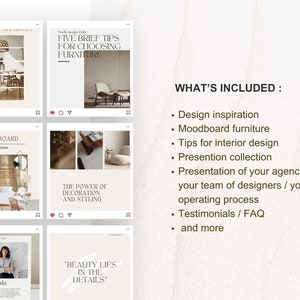 Interior Design Instagram Post Templates, Interior Decoration Posts and ...