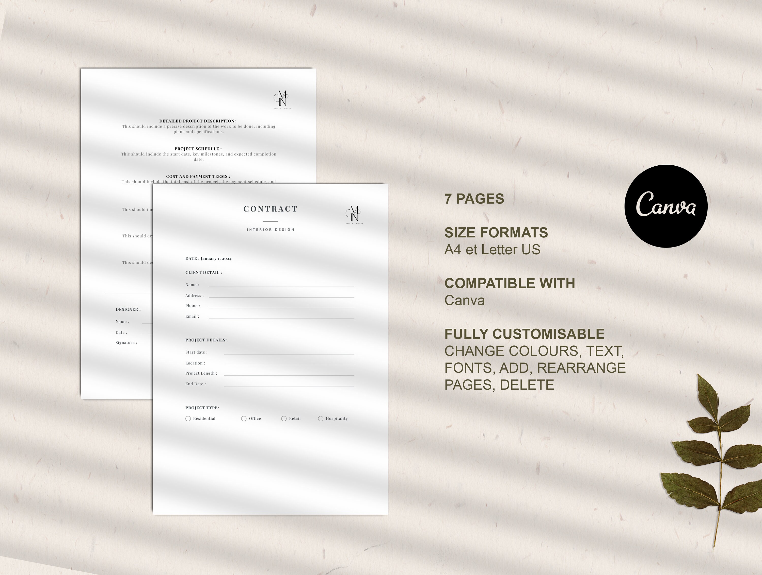 Interior Design Forms Contract Canva | Interior Designer Bundle ...