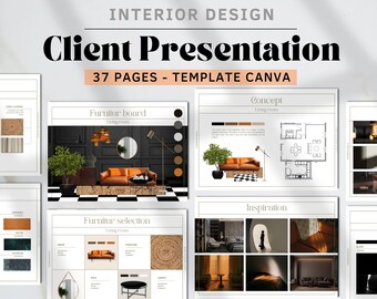 Interior Design Template, Interior Decoration Client Presentation, Interior Design Project, Canva Template, Decoration Moodboard, architect