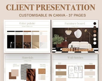 Interior Design Template, Interior Decoration Client Presentation, Interior Design Project, Canva Template, Decoration Moodboard, architect