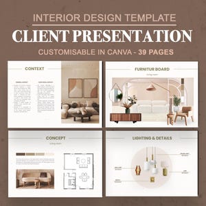 Interior Design Template, Project Proposal, Client Presentation, Interior Design Project, Canva Template, Decoration Moodboard, architect