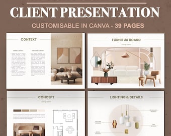 Interior Design Template, Project Proposal, Client Presentation, Interior Design Project, Canva Template, Decoration Moodboard, architect