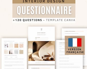 Interior Designer Client Questionnaire Template | Onboarding Questions Canva | Minimalist design l Questionnaire | Interior Design Forms l
