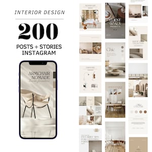 Interior Design Instagram Post Templates, Interior Decoration Posts and Stories, Real Estate Social Media Posts, aesthetics and minimalist