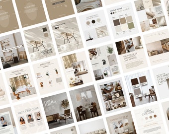 120 Instagram-postsjablonen voor interieurontwerp, berichten en verhalen over interieurdecoratie, minimalistische canva-sjabloon voor sociale media